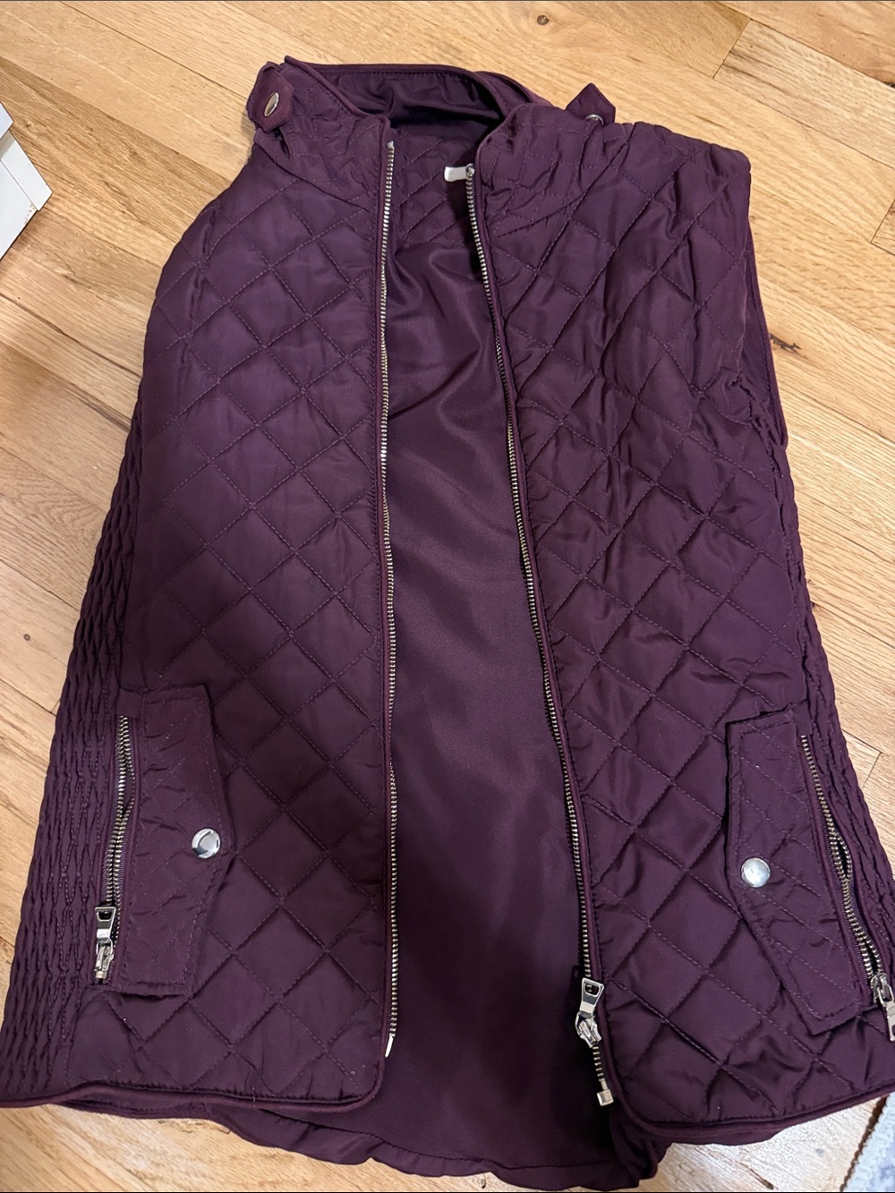 Quilted Sleeveless Vest Jacket - Deep Plum